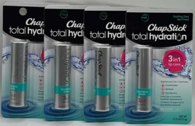 4PK Chapstick Total Hydration 3 In 1 Lip Care ~ SOOTHING OASIS ~0.12 OZ EA ~NEW - Image 1 of 2