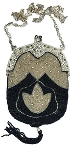 Vintage Beaded Metal Frame Handbag with Tassel - Picture 1 of 1