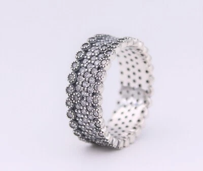 Size 8.5/58 Authentic PANDORA Sparkling Pave Band Silver Ring #196313CZ w/BOX - Image 1 of 4