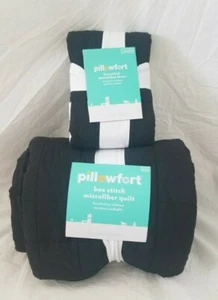Juego de 2 edredón negro Pillowfort Box Stitch + farsa nuevo en paquete - Imagen 1 de 9