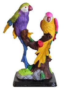 Resin Couple Parrots Decorative Showpiece Figurine Statue For Home Office Decor - Picture 1 of 5