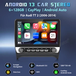 Carplay Android 13 Autoradio GPS Navi WIFI BT USB SWC DAB+ Für AUDI TT 2006-2014 - Bild 1 von 19