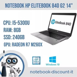 Hp EliteBook 840 G2 Notebook 14" Cpu i5-5300u 8gb RAM 240gb SSD Radeon R7 M260x - Foto 1 di 6
