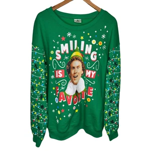 Buddy the elf christmas sweater sz XL lights up green pullover oversize - Picture 1 of 7