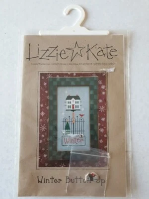 Lizzie Kate WINTER BUTTON UP  #063 House Cross Stitch Chart with Mouse button - Image 1 of 4