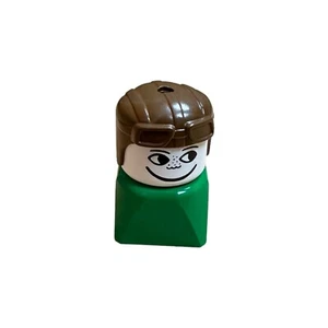 Vintage Lego Duplo Figure Man Male Green Base Aviator Hat 1980s/90s Goggles - Picture 1 of 7