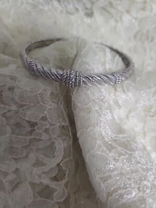 Judith Ripka Sterling 925 CZ Rope Design Thailand Cuff Bracelet Beautiful - Picture 1 of 12