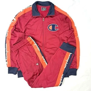 NO SHIPPING TO US Champion 2-piece tracksuit jacket pants cherry red Sz S M L XL - Picture 1 of 8