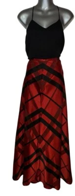 Винтажная черная и красная полноразмерная юбка из тафты размер S - Изображение 1 из 3