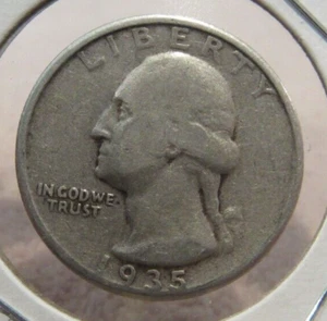 Cuarto de 25c de plata 90 % George Washington 1935-S - #1 - Imagen 1 de 2