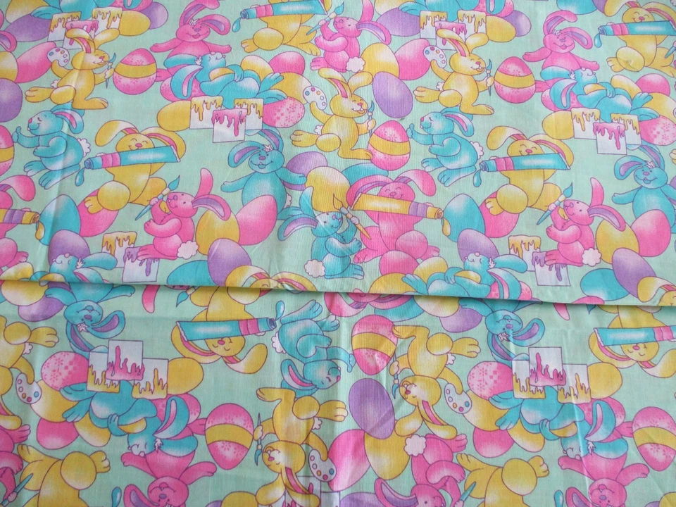 34"x44" Easter Painting Bunnies Mini Springs Industries Cotton Quilt fabric VGT - Image 1 of 4