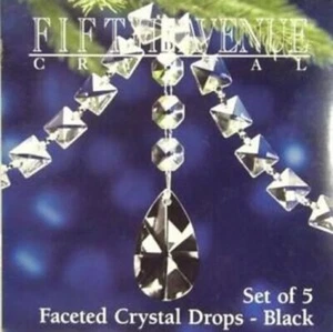 FIFTH AVENUE FACETED CRYSTAL DROPS - SET OF 5 BLACK $80 - Picture 1 of 3