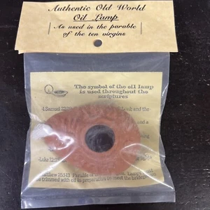 LOT of 3 Authentic Old World Oil Lamps - ONE IN NEW CONDITION CLAY SCRIPTURAL - Picture 1 of 3