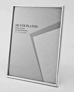 Silver Photo Picture Frame 5x5", 8x8",6X9", A4 &8X12"- Shiny Thin Silver Edge - Picture 1 of 2