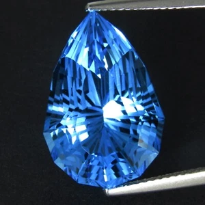 22.75Cts Genuine Natural Swiss Blue Topaz Fancy Pear Custom Cut Loose Gemstone - Picture 1 of 3