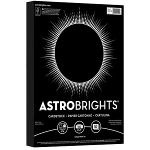 Astrobrights Colored Cardstock, 8.5 x 11, 65lb (176gsm), Eclipse Black, 50 Sheet - Picture 1 of 4