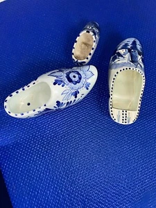 "Juego de 2 zuecos holandeses de cerámica azul blanco Delft Blauw Holland de 7" más 1 4""" - Imagen 1 de 7