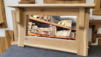 Modern Oak Mirror With a Decorative shelf | Hand-made Furniture, Natural Finish - Image 1 of 4
