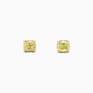 1.81ct Yellow Cushion Cut Diamond stud Lab Grown Diamond Earrings 18kYellow Gold - Picture 1 of 8