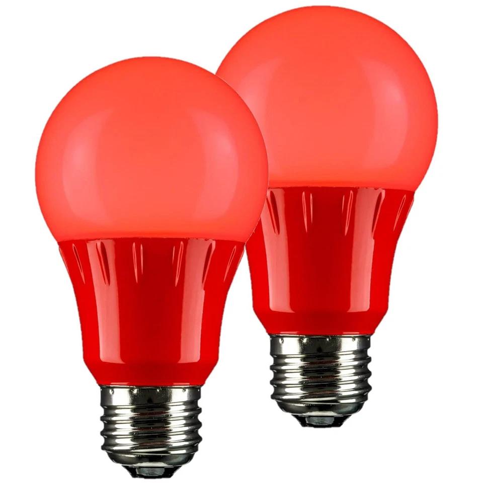 2Pack LED Red Light Bulb, A19 Colored Bulb, 3W(25W), E26 - Image 1 of 1