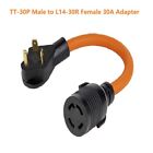 30 Amp Generator Conversion Cord TT 30P Male Plug to L14 30R Female Socket