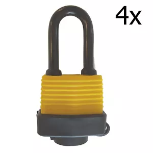 4 x CANDADO GRILLETE LARGO ACERO LAMINADO RESISTENTE A LA INTEMPERIE - 40mm - cadena cobertizo puerta - Imagen 1 de 1