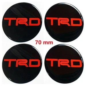 Red 70mm X 4pcs Stickers Resin Reflect Logo Decor Emblem Wheels Center Caps TRD - Bild 1 von 6