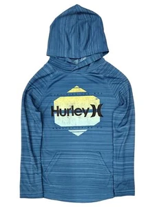 Hurley Boys Blue Hurley Logo Hooded Long Sleeved H20-Dri T-Shirt Hoodie L 12-13 - Picture 1 of 1
