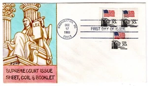 #1894 Flag Supreme Court Sheet Coil Booklet Combo FDC Ralph Dyer Hand-painted - Picture 1 of 1