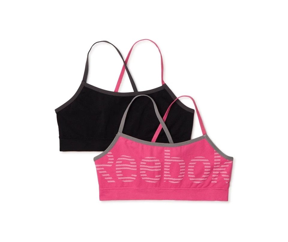 Reebok Girls Gray & Pink Seamless Bralettes 2-Pack Size Large 12-14