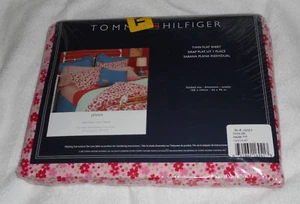 Tommy Hilfiger Jenna (IRREGULAR) Twin Flat Sheet  Green Red and Pink Flowers New - Picture 1 of 7