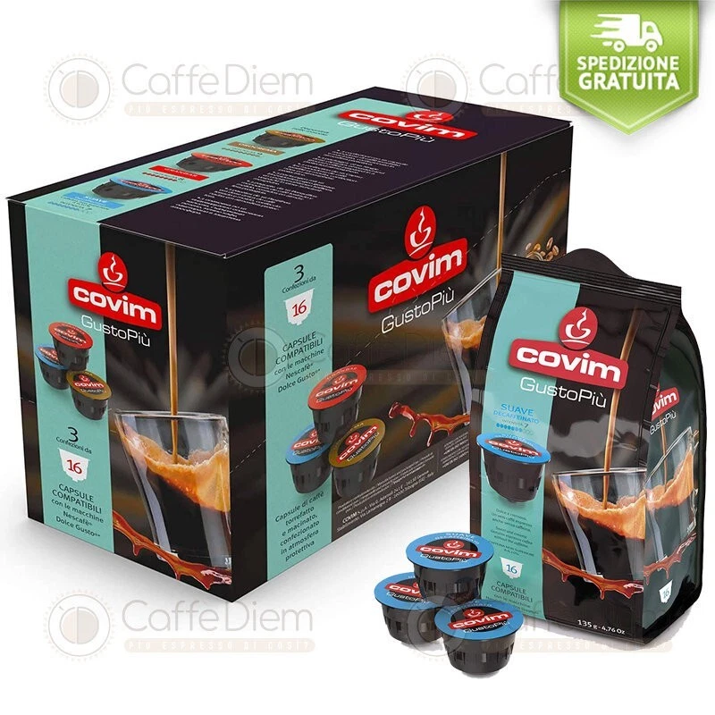 96/192/288/384 Capsule Compatibili Nescafè Dolce Gusto COVIM DECAFFEINATO DEK