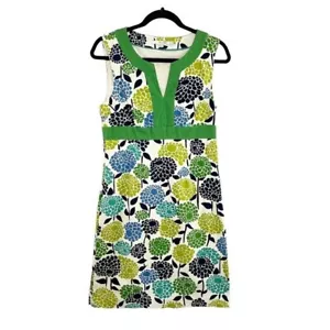 Boden grün & blau Blumenmuster ärmellos A-Linie Midikleid Damen US Größe 6 normal - Bild 1 von 9