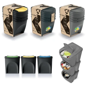 Mülleimer Set 3x25L Mülltrenner Sortibox Abfalleimer Recycling Behälter - Bild 1 von 7