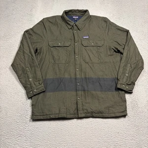 Patagonia Fjord Flannel Jacket Shacket Men 2XL XXL Green Blue Quilted Lined - Picture 1 of 10