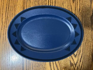 Pfaltzgraff Morning Light Navy Blue Oval Serving Platter - Picture 1 of 6
