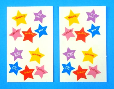 Juego de 2 hojas adhesivas vintage Mrs. Grossmans palabras animadoras estrellas Foto 1 de 4