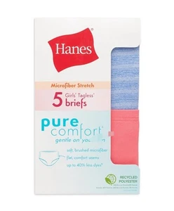 NEW girl's Hanes Microfiber Stretch 5PK Tagless Briefs size 14 - Picture 1 of 1