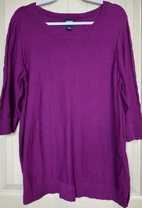 Lands End Womens Modal Cotton Blend 3/4 Sleeve lightweight sweater sz 1X GUC - Picture 1 of 8