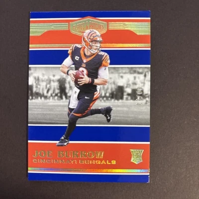 2020 Panini Plates and Patches Blue #159 Joe Burrow RC Rookie /60 BENGALS - Image 1 of 4