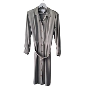 Vestido de mujer Lands End verde 100 % seda manga larga con cinturón - talla 12 - Imagen 1 de 11