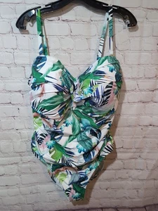 LA BLANCA Tropical Print One-Piece Swimsuit Size 20W Removable Straps Ruched  - Picture 1 of 13