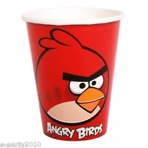 ANGRY BIRDS 9 oz VASOS DE PAPEL (8) ~ Suministros para fiesta de cumpleaños Vajilla roja - Imagen 1 de 1