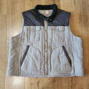 Scandia woods mens outdoor snap faux leather puff vest sz 3XL gorpcore cabincore - Picture 1 of 11