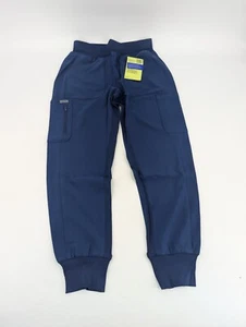 Landau Women's Cargo Jogger Scrub Pants Small Petite Blue Drawstring Pull on - Picture 1 of 7