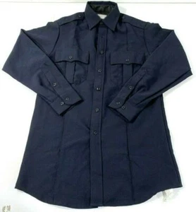NEW BLAUER MENS LONG SLEEVE ZIPPERED POLYESTER SHIRT 8600-Z DARK NAVY 14.5 31 - Picture 1 of 4