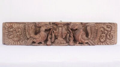 Antiguo panel de pared de pavo real placa de madera viga de escultura arquitectónica antigua Foto 1 de 4