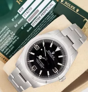 Rolex Explorer Oyster Perpetual Black 39mm Steel Men's Watch 214270 Box Papers - Picture 1 of 7