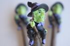 Green & Purple WITCH PEN Riding a Broomstick Besom Occult Wicca Pagan
