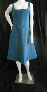 J Crew Teal Green Blue size 6 Silk Dress lined crinoline tea knee length - Picture 1 of 6